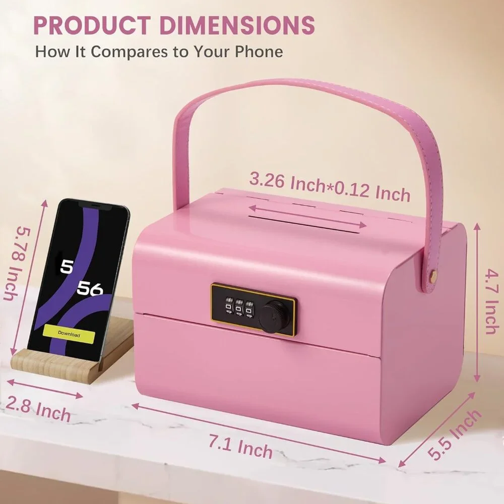 Money Safe and Cash Lock Box for Kids, Small Metal Security Safe(1 Pcs(Any Coor)